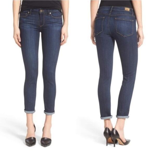 PAIGE Skyline Skinny Crop Jeans – Dark Wash, Size 26, Mid-Rise Stretch Denim - Picture 1 of 10